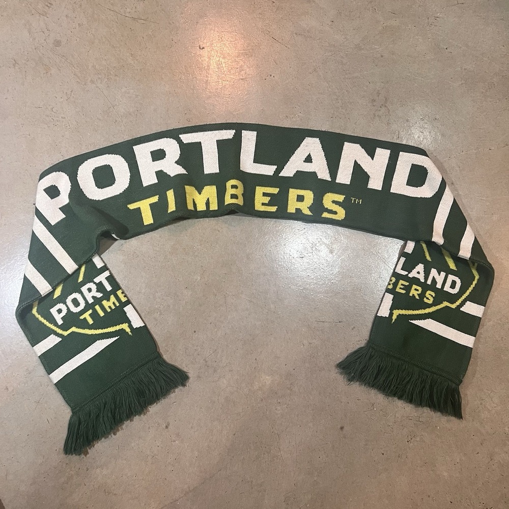 Adidas Portland Timbers Scarf MLS Soccer Green Gold Knit Fringe One Size